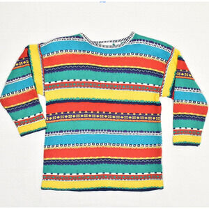 Ashley Hill Women Sweater Striped Acrylic Multicolor Size M Vintage Shoulder Pad